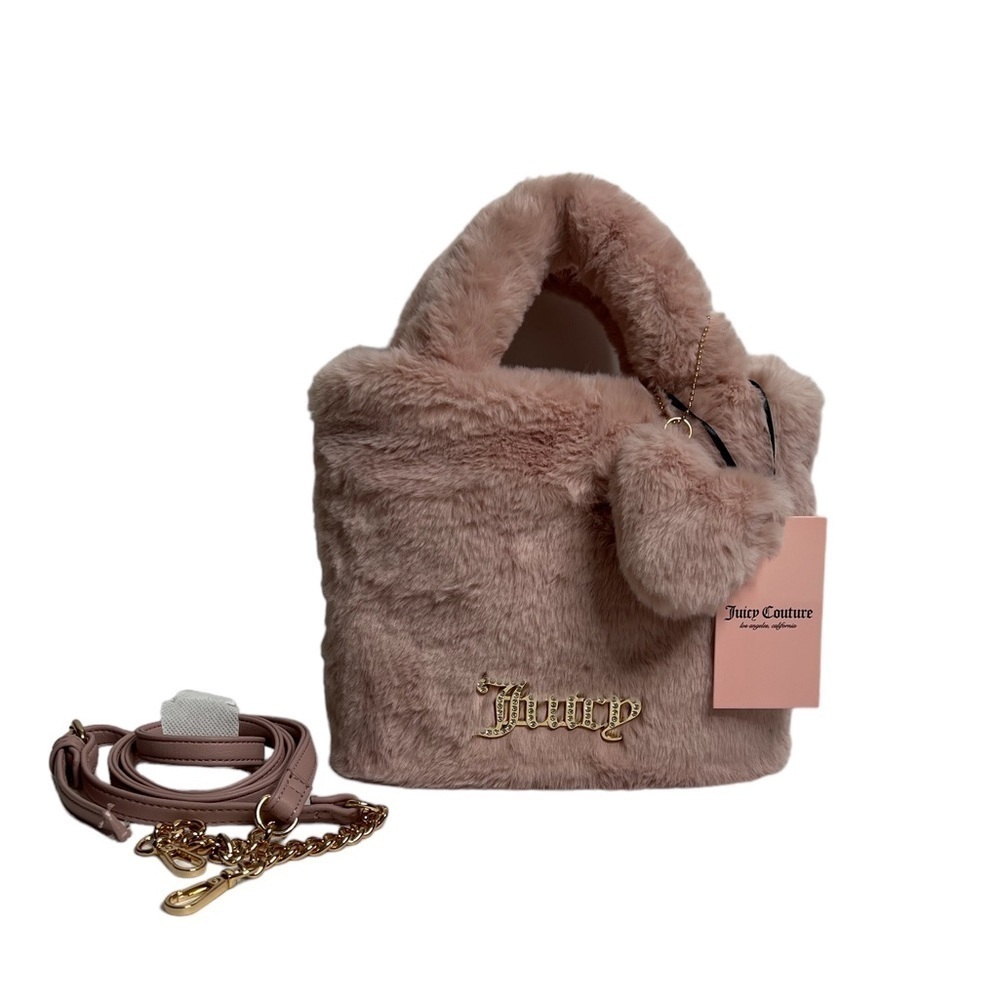 Juicy Couture Dusty Blush Fluffy Mini Tote Bag Purse